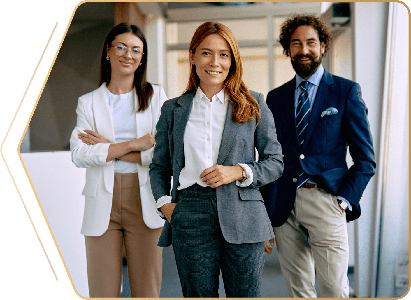 Business professionals posing confidently